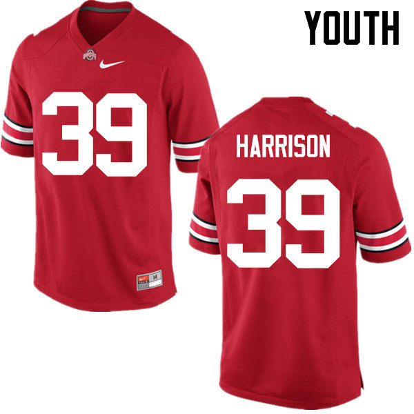 Youth Ohio State Buckeyes #39 Malik Harrison College Football Jerseys Game-Red